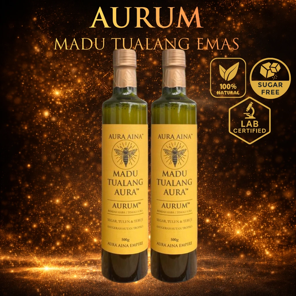 2 botol Madu Tualang Aura Aurum – pilihan paling popular madu premium asli